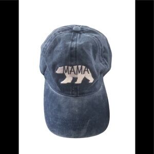 Mama Bear Baseball Cap OS Navy Vintage Washed Embroidered OS David and Young